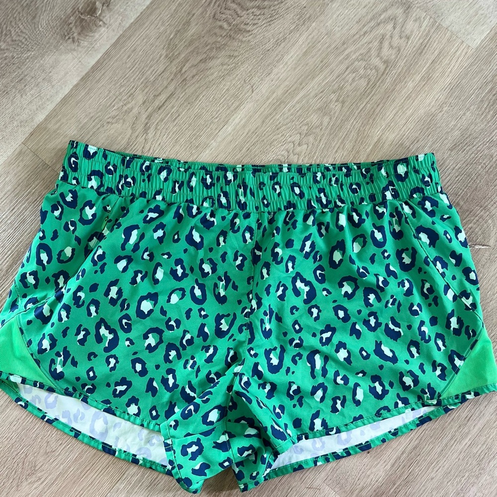 All in Motion Green and Blue Cheetah Activewear Shorts NWOT